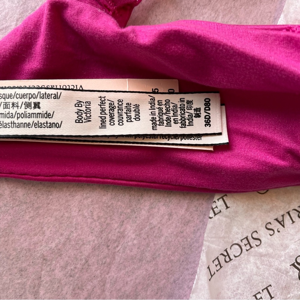 Victoria's Secret Body by Victoria Lined Perfect Coverage Bra Fuchsia Size 36D - Picture 10 of 12